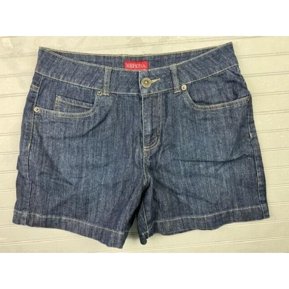 Merona Size 4 Fit 1 Womens Shorts Denim Jeans Dark Wash Mid Rise Stretch